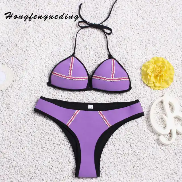 Hongfenyueding Neoprene Swimsuit Brazilian Bikini Set Triangle Bra ...