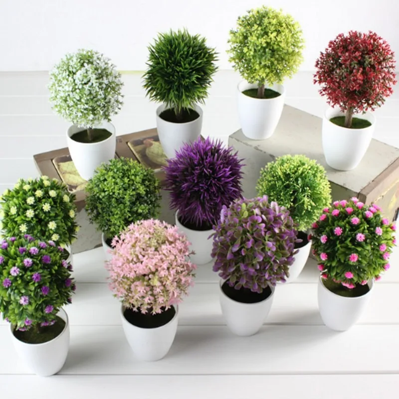 

1Set Mini Grass Artificial plant ball Bonsai Simulation Decorative Artificial Flowers Fake Green Pot Plants Ornaments Home Decor