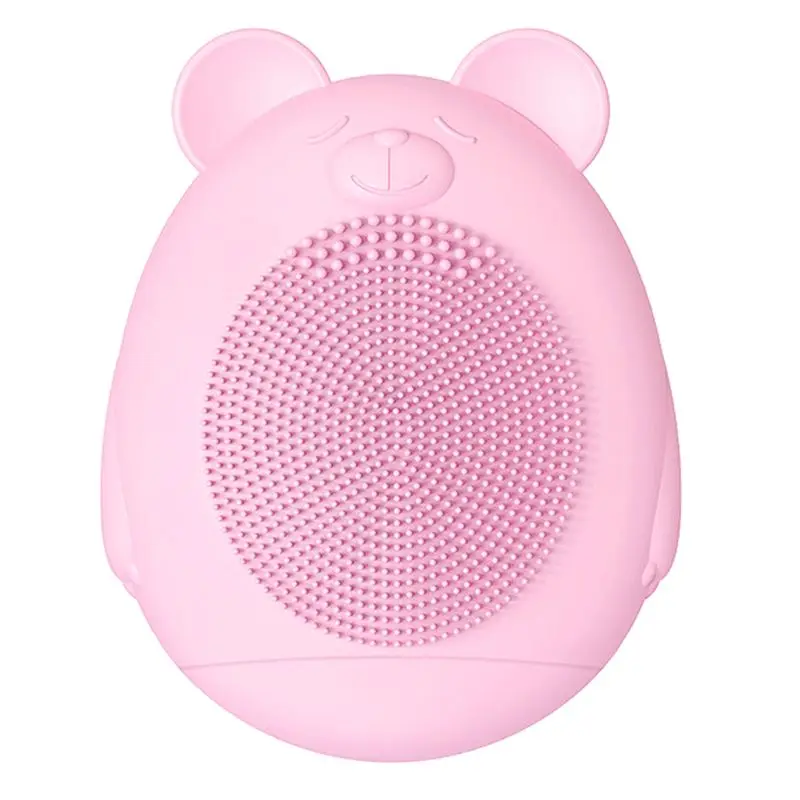 Силиконовая электрическая Очищающая щетка для лица с милым кроликом медведем, ультразвуковая вибрационная Очищающая машина - Цвет: Small bear Pink