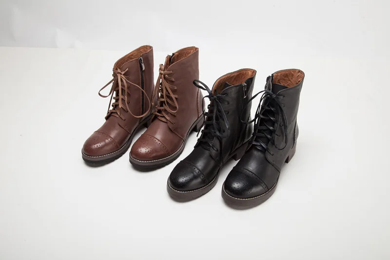 Careaymade/оригинальные ботинки в ретро-стиле в европейском и американском стиле; Женские ботинки в байкерском стиле из натуральной кожи с резным узором; зимние ботинки;#1011