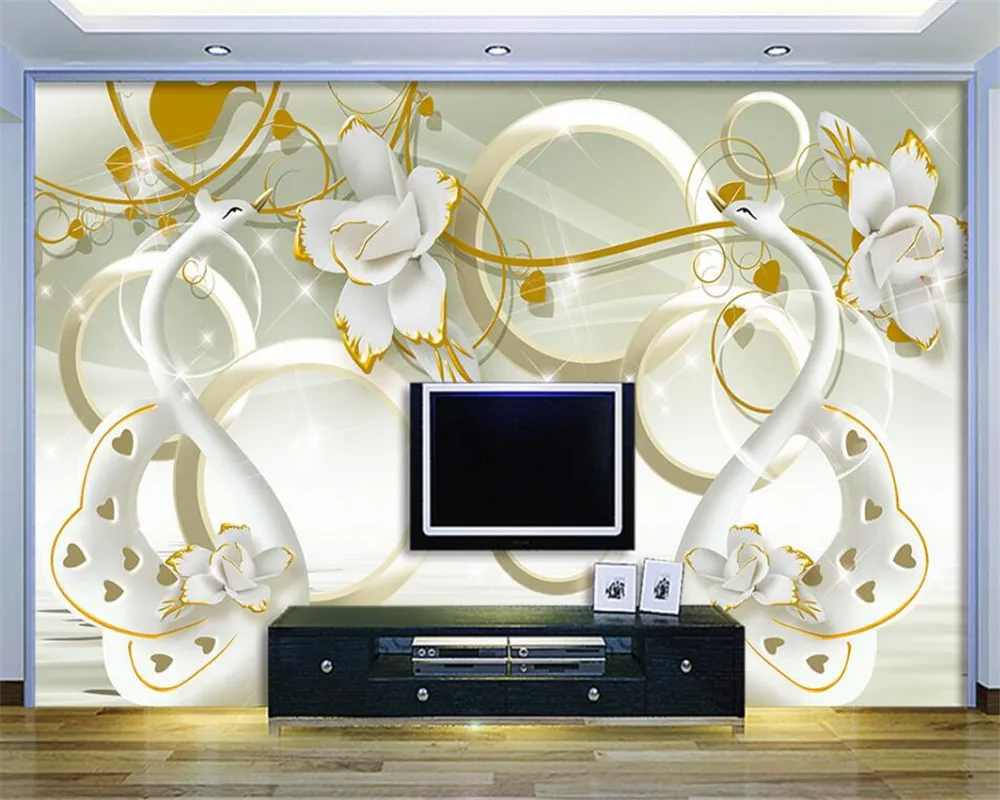 

Beibehang Custom 3D wallpaper swan dream jade carving art murals life bedroom corridor children room photo wall mural wallpaper