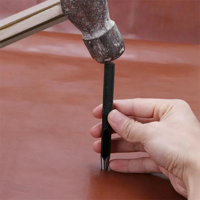 11 Size Round Carbon Steel Leather Craft Shank Hollow Hole Punch 1mm-10mm Leather Belt Band Gasket Punch Tools 1Pcs