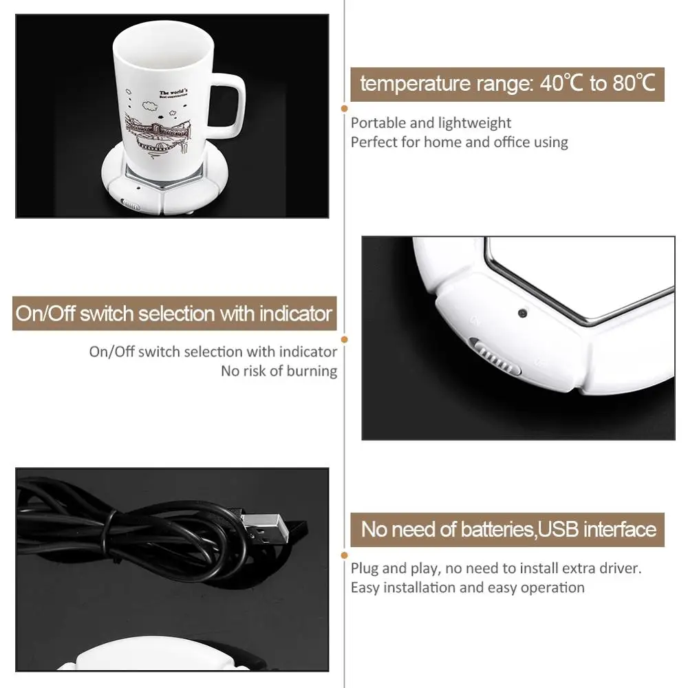 USB Настольная чашка нагреватель для кофе/чая напитков поднос молока чая кофейная