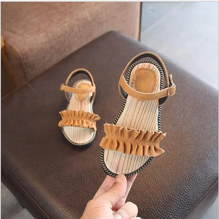 Новая детская обувь летние босоножки для девочек мода покрытием сандалии для девушек Детская Повседневная пляжная обувь, сандалии Крупные девушки