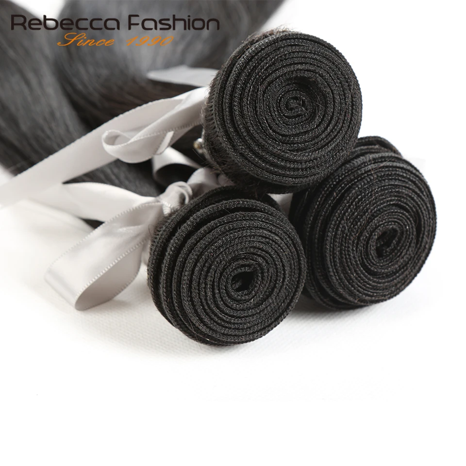 Rebecca Brazilian Hair Weave Bundles 3/4 Bundles Deals 100% Straight Human Hair Bundles 8 to 28 Inch Remy Hair Extensions