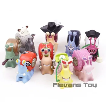 

One Piece 9cs/set Den Den Mushi Mini Action Figures Dracule Mihawk Kuma Black Beard Doflamingo PVC Figure Toys Brinquedos Anime