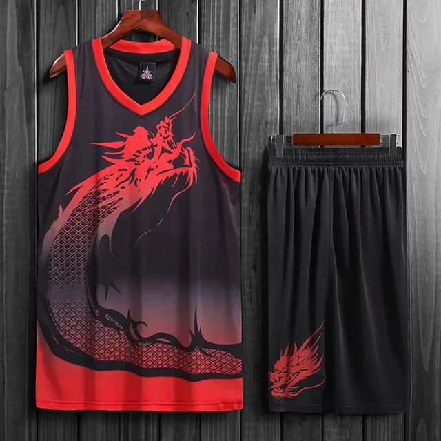 Chinese Dragon Men Basketball Jerseys Sets Team Uniforms Sports Kit
