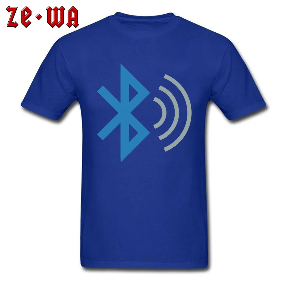 bluetooth 2 Custom Short Sleeve Tops Shirt Summer Fall Crew Neck 100% Cotton Mens T Shirts Custom T-Shirt Prevailing bluetooth 2 blue