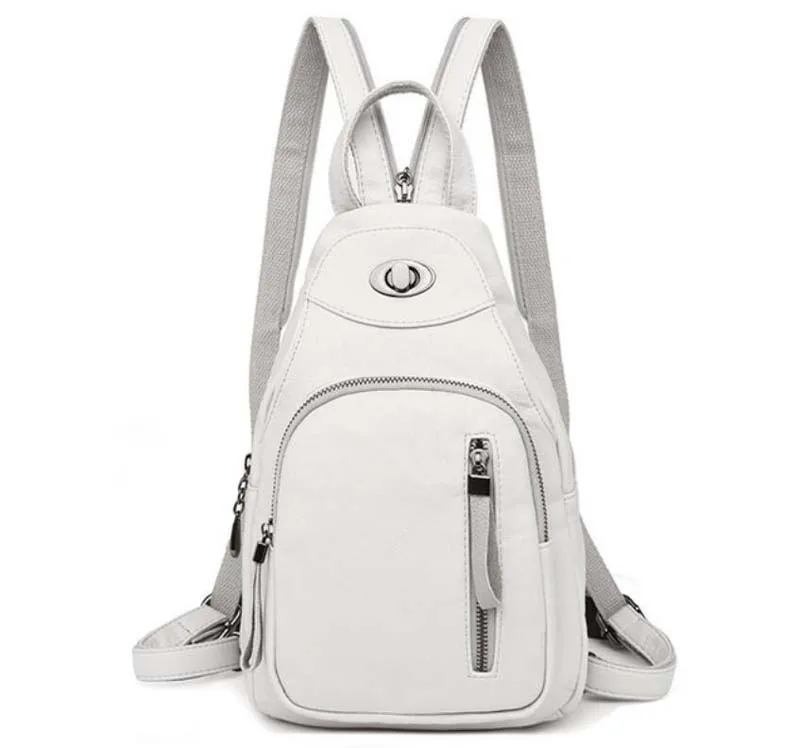 Женский рюкзак из натуральной кожи, модные повседневные сумки высокого качества из коровьей кожи, женская сумка на плечо, трендовые рюкзаки для девочек - Цвет: Белый