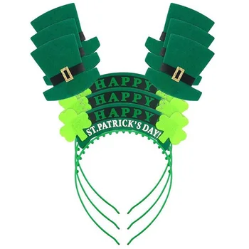 

Green Hat Shamrock Headband Plastic Hair Ornaments St Patrick's Day Party Supplies Irish Festival Headbands W9202