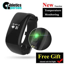 Athleticsperson H6 Smart Bracelet Heart Rate Monitor Fitness Tracker Temperature monitoring Smartband For iOS Android Free gift