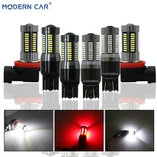 Современные Автомобильная фара DRL 66 W 4014 66SMD Противотуманные фары H7 T20 7440 7443 1156 1157 7000LM белый красный Реверсивный отложным воротником одиночные огни