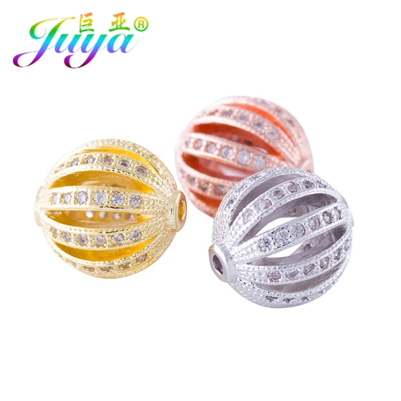 

Wholesale DIY Metal Ball Beads 10mm 12mm Micro Pave Zircon Hollow Copper Beads Accessories For Beadwork Jewelry Making Findings