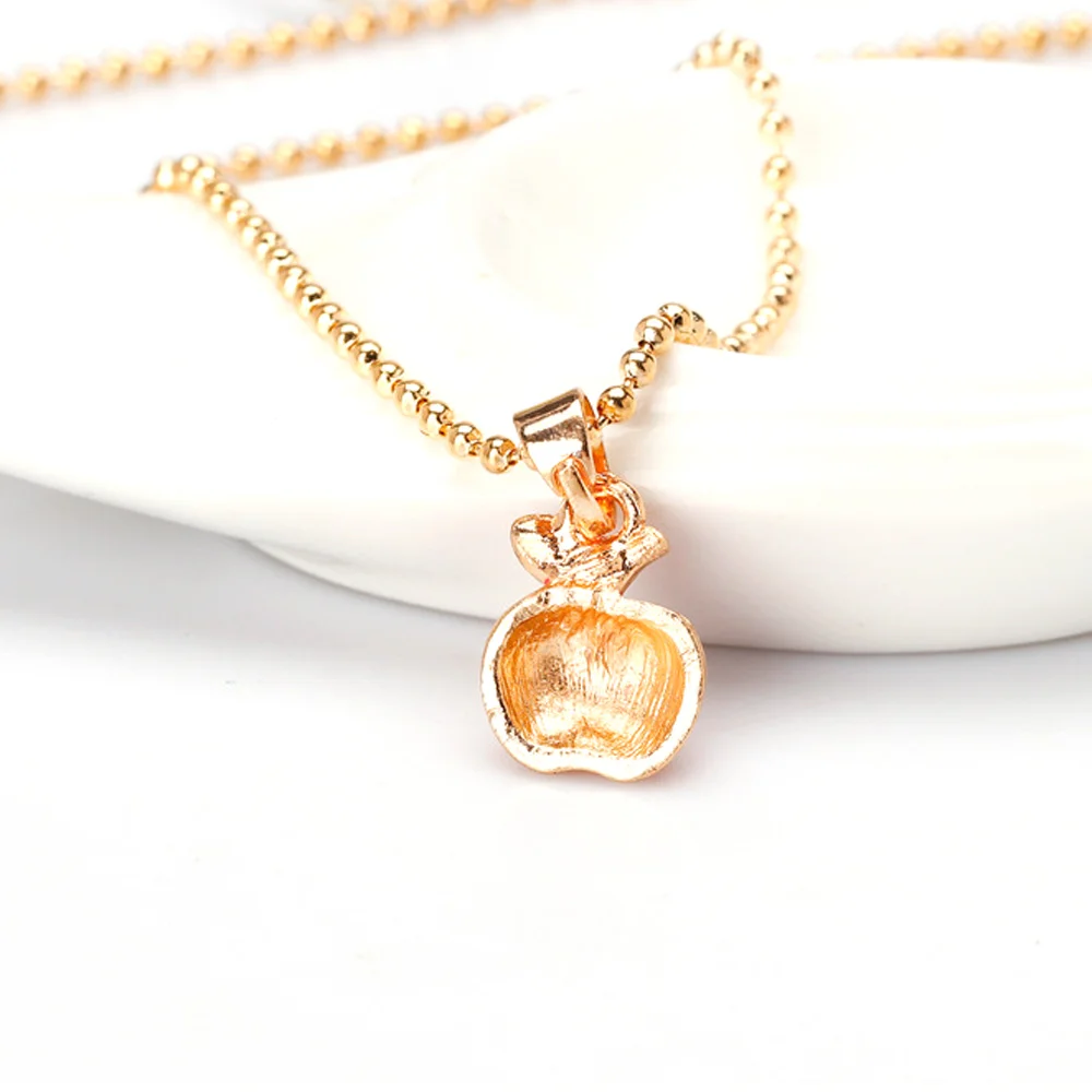 2018 Fashion Enamel Necklace And Earrings Sets For Women Christmas Eve Red Apple Gold Pendant Necklace Christmas Jewelry Gift  (6)