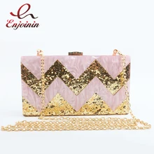 Индивидуальный дизайн моды стиль шить волна акриловые партии кошелек сцепления сумка женская сумка цепи Сумочка мини-сумка