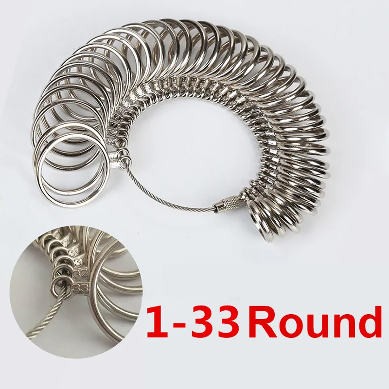 

Useful Standard Jewelry Tool Silver Ring Size 33 Different Sizes Metal Ring Measuring Tool Finger Ring Sizer Measure Gauge