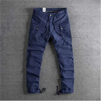 

2019 Euro-American rope-pulling and leg-tied trousers foreign trade original single men's overalls and casual trousers