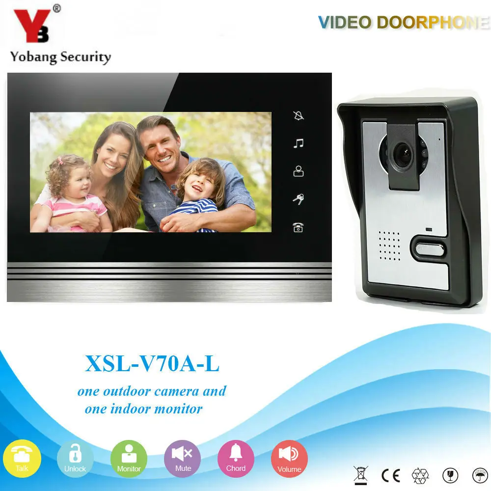 

YobangSecurity 7" LCD Wired Color Video Door Phone Doorbell For Home Office Intercom Monitor Visual Security Camera Bell System