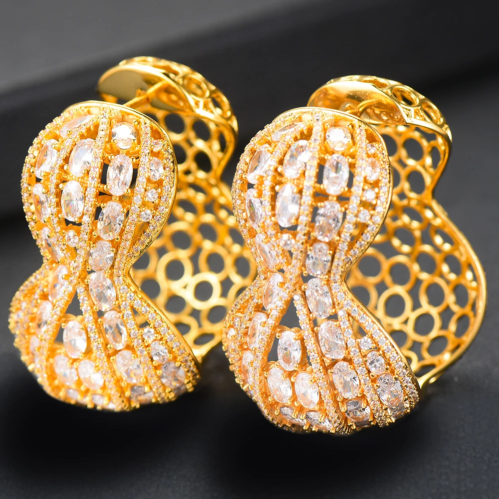 

missvikki New Design Noble Luxury Full Clear CZ Hoop Earrings Jewelry For Elegant Women Wedding Earrings Accessories Top Quality