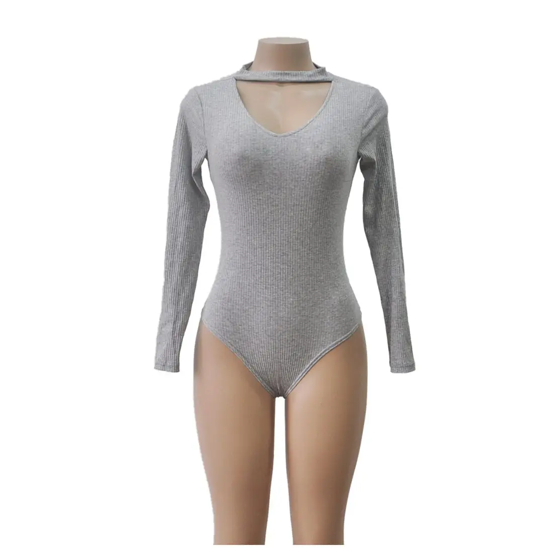 Women s Sexy Choker High Neck Plunge V Long Sleeve Shoulder Women Halter Knitted Autumn Spring