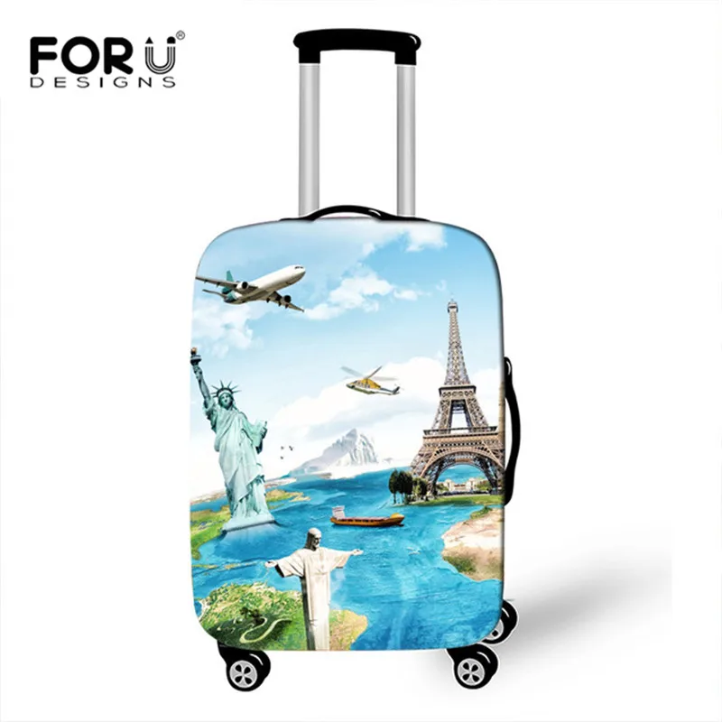 FORUDESIGNS/чехол для чемодана в стиле Парижа Лондона пейзажа плотный эластичный