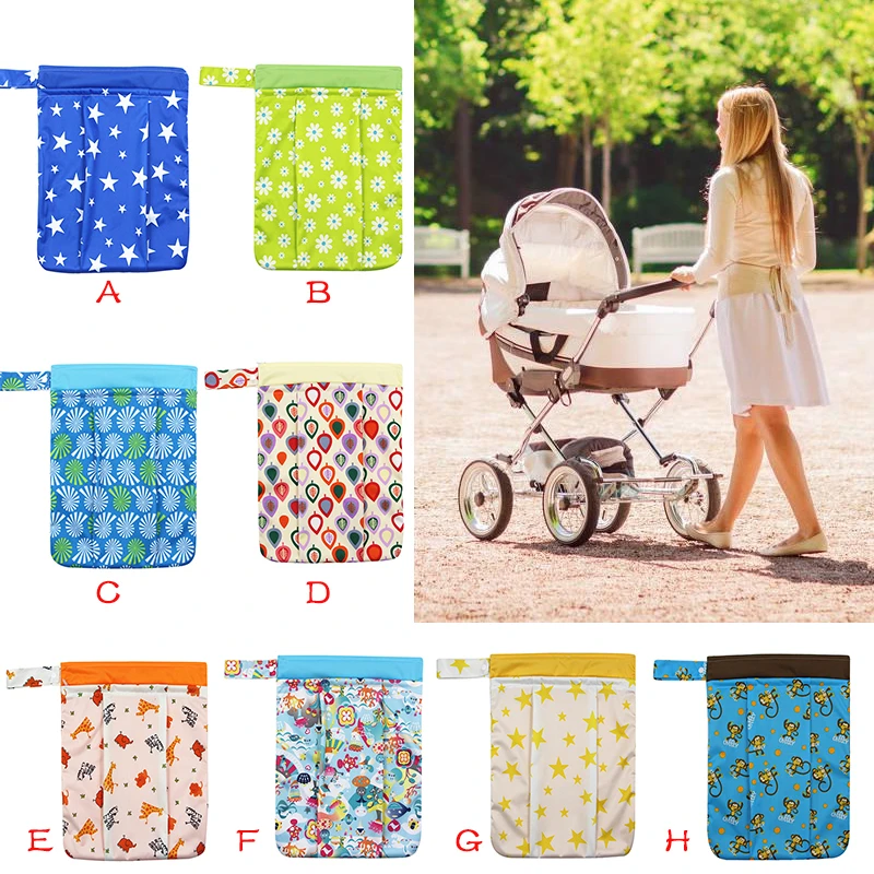 

New Baby Diaper Bags Printed Double Zippered Wet Dry Bag Waterproof Wet Cloth Backpack Reusable Diaper Bag for baby care