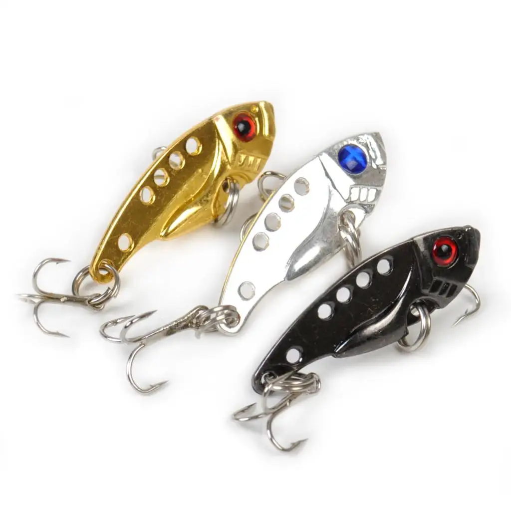 New 3pcs Crankbait Metal Lure Bass Bait VIB 3 5cm 3g Fishing Lures Bionic Sequin Hard
