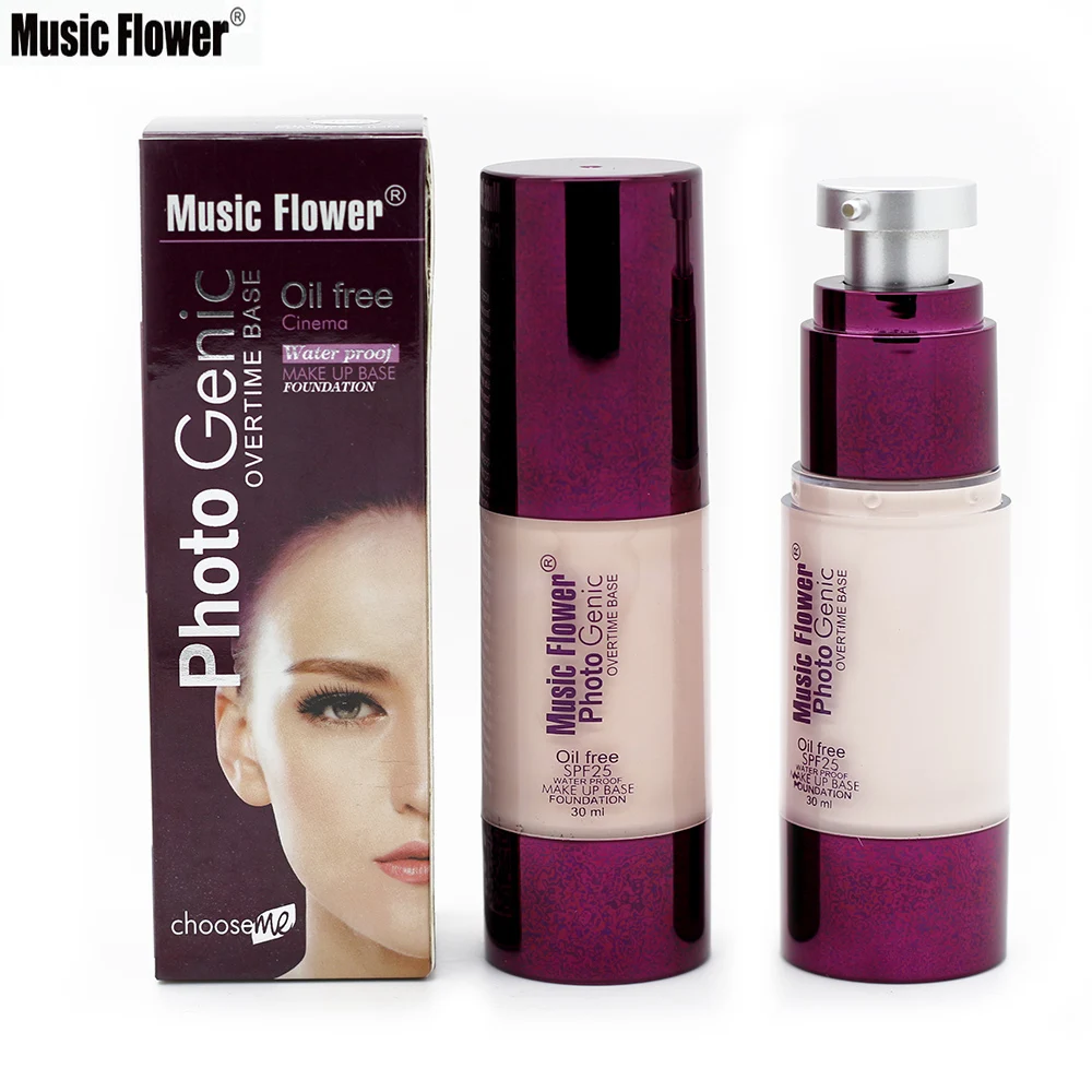 

Music Flower Pro 30ML Liquid Foundation Makeup Waterproof Concealer Foundation Maquiagem Base Face Cream Cosmetic SPF25 TSLM2