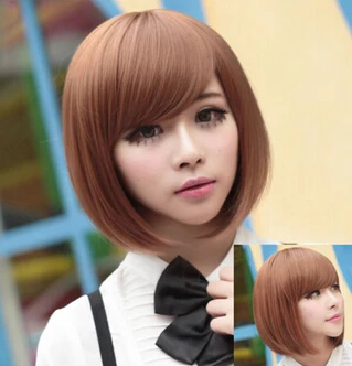 kk 004454 New Womens Ladies Short Straight BoB Hair Full Cosplay Costume Wig Black/Brown |