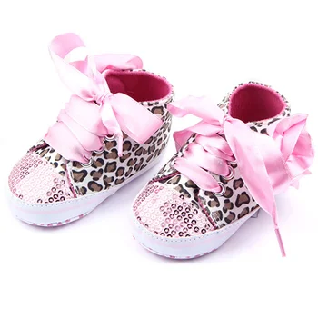 

Infant Kid Girl Leopard Bling Shoelace Shoes Baby Toddler Soft Sole Sneaker Crib Shoes