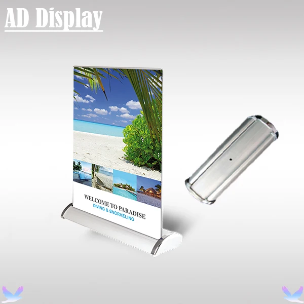 50pcs a4 size mini desktop aluminum double side roll up banner table banner size