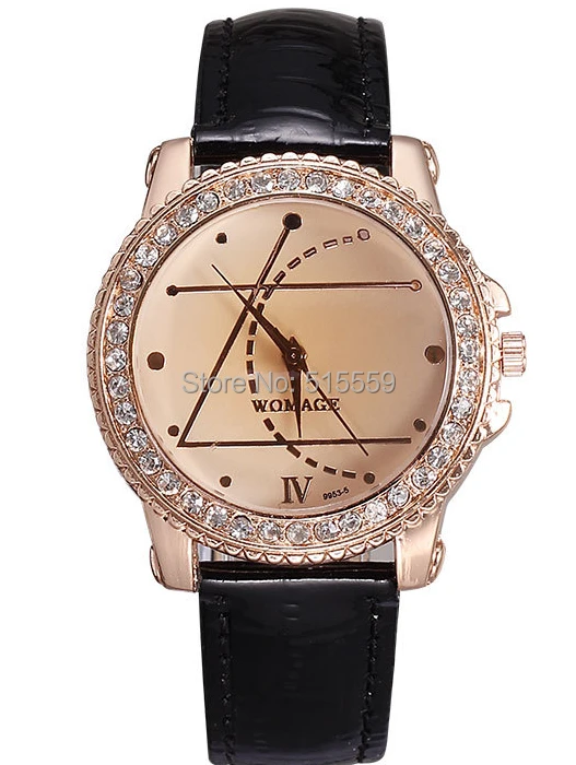 100 шт, высококачественные корейские бриллиантовые женские кожаные часы с круглым циферблатом