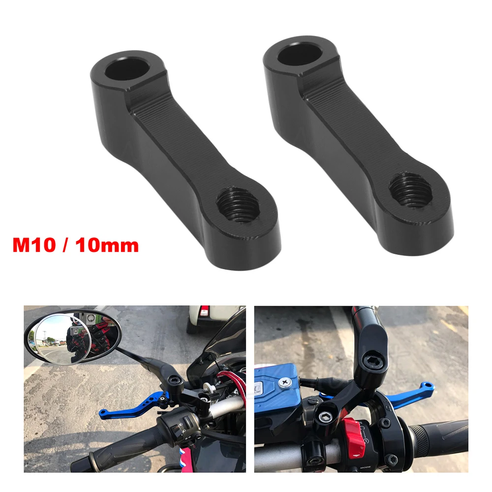 

Motorcycle Mirror Riser Extender Handlebar Mount Mirror Riser Extenders Spacers Extension Adapter for 10mm 1.25mm pitch Thread