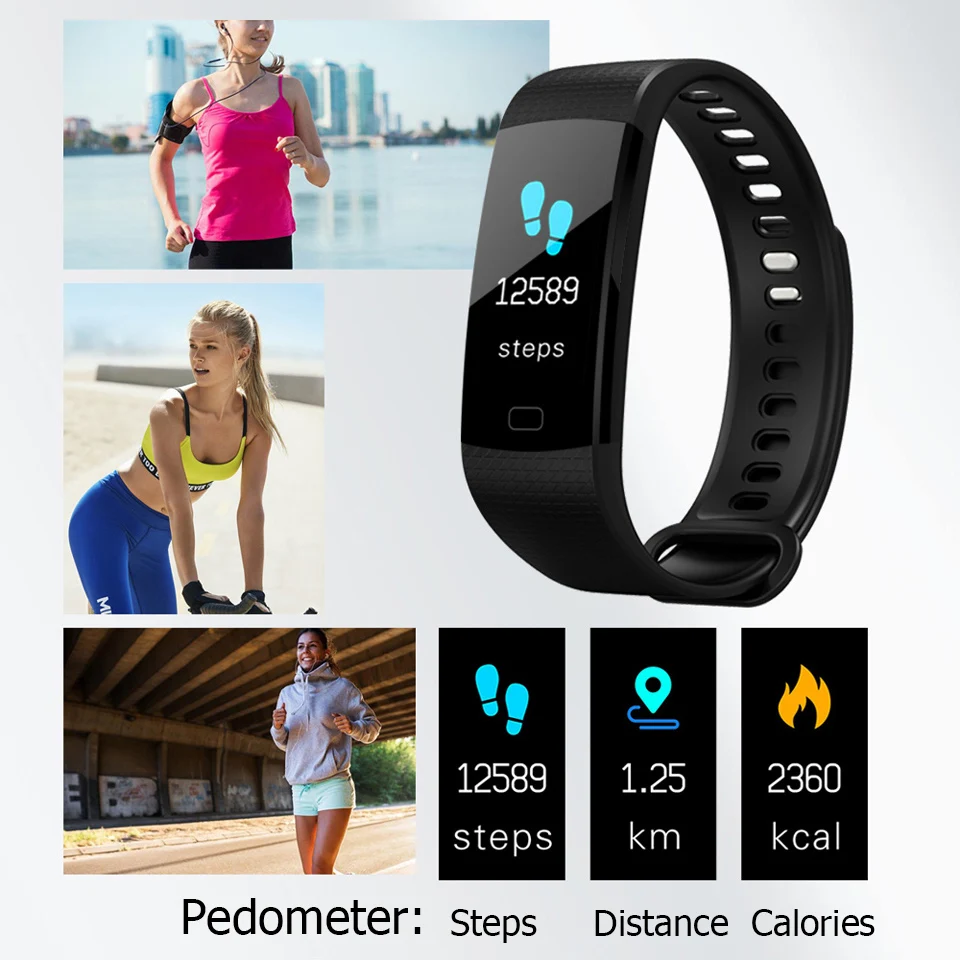 Время владельца Bluetooth Смарт-браслет Y5 Смарт Wirstband цветной дисплей вызов/SMS/приложение Push фитнес-трекер здоровье трекер Смарт-браслет