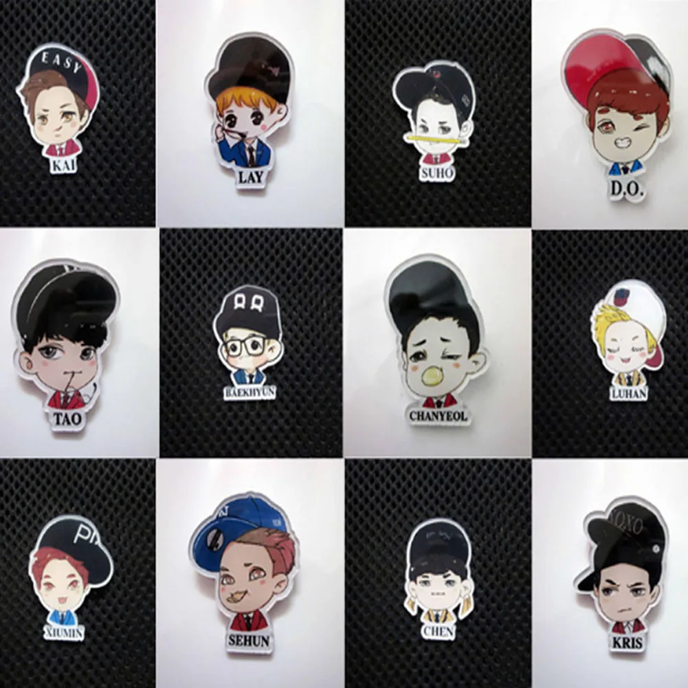 Acrylic Bros Kartun Lencana Populer EXO 12 Anggota Bros CHEN SUHO