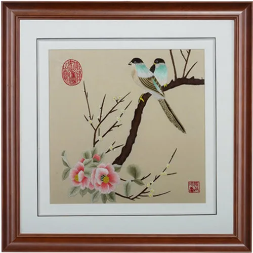 Вышивка Сучжоу готового шелка вышитые изделия настенные картины чистая ручная вышивка для гостиной ресторана - Цвет: Two Birds
