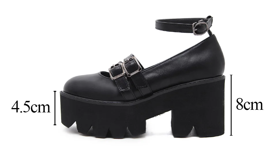 Sapatos com Tira Trepadeiras do Punk Sapatos de Fivela de Moda Gdgydh Mulheres Bombear Tornozelo Salto Alto Chunky Plataforma Gótico Feminina Confortável no 3 Sapatos femininos