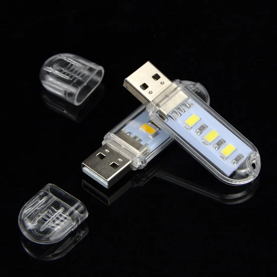 USB чтение книг свет мини 3 светодио дный s Настольная лампа для Мощность заряда банка Портативный открытый мини светодио дный лампочки ночного освещения