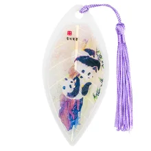 Кавайная Закладка-панда, винтажный китайский стиль, кисточка, листья, вены, закладки для книг, школьные канцелярские принадлежности