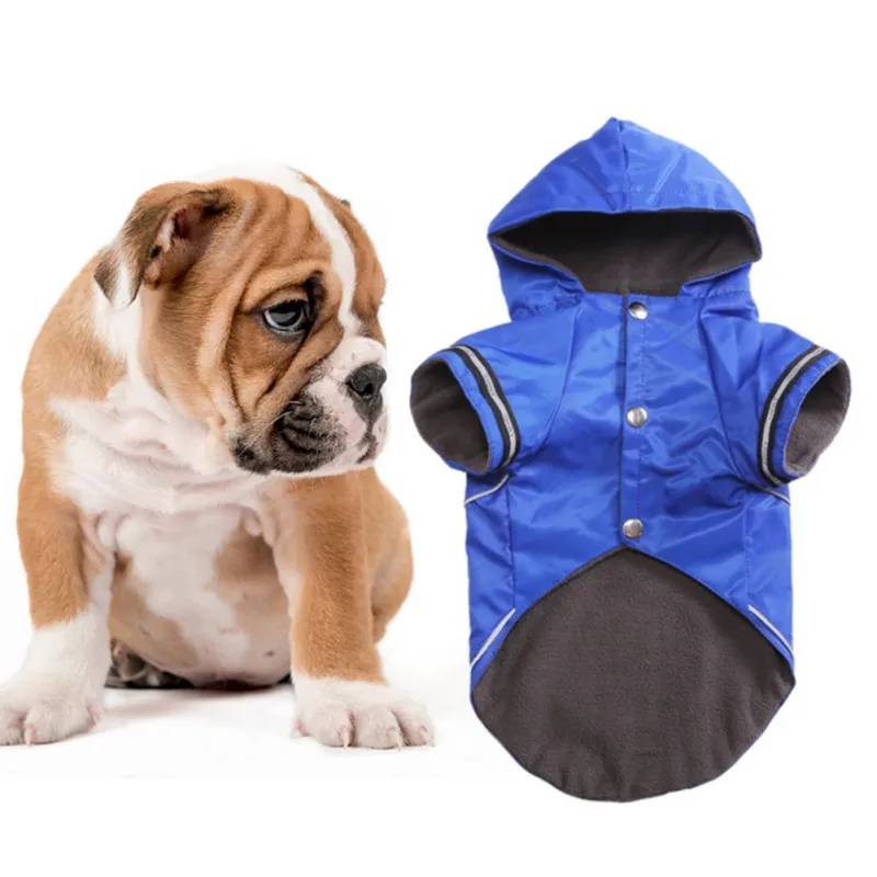 Зимние теплые щенок плащ с капюшоном товары для собак костюмы куртка теплый флис для щенков дождевые Одежда Pet пальто с капюшоном
