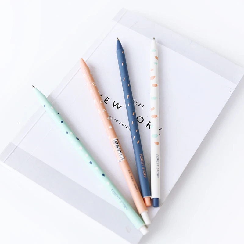 

4pcs/lot Fairy tale Slender ballpoint pen pressing plastic holder ball pen school student office writing supply 0.5mm