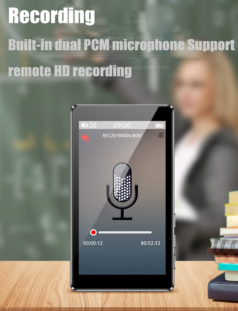 RUIZU D20 полный сенсорный экран MP3-плеер 8 Гб музыкальный плеер с fm-радио видео плеер проигрыватель электронных книг MP3 со встроенным динамиком 5