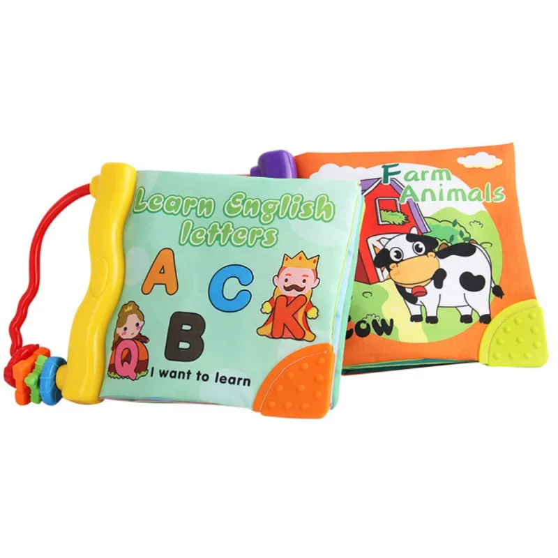 

Playtoday Baby Cloth Book Infant Rustle Sound Baby Early Leaning Book Teether Rings Baby Rattles Toys Cognition Hand Book