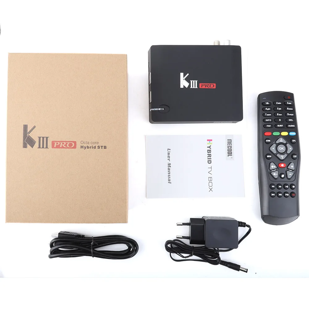 Android tv box MECOOL KIII PRO DVB-S2 DVB-T2 Android 7,1 tv box 3GB 16GB Amlogic S912 Octa Core 4KCombo NEWCAMD Biss key PowerVU