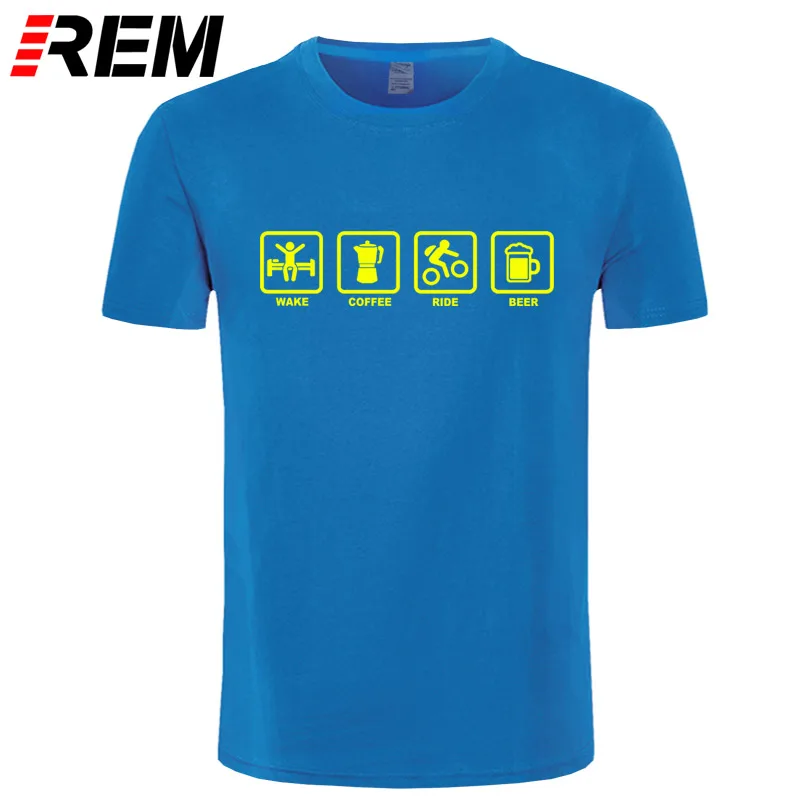 Брендовая одежда REM, забавная футболка с надписью «Wake coffee Rider Beer Bicycle», Мужская хлопковая футболка с коротким рукавом, Топ Camiseta - Цвет: 12