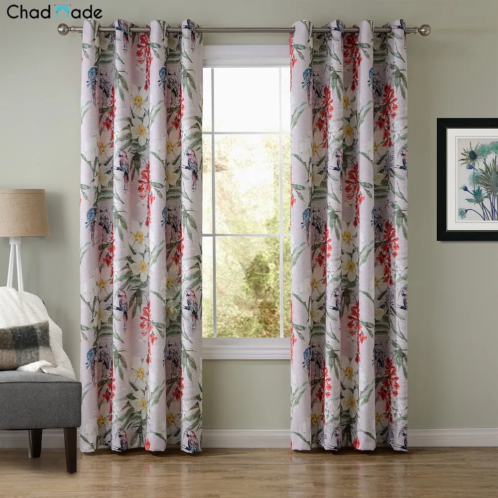 

ChadMade SOFITEL Parrot Flower Heat-Transfer-Print Pattern - Blackout Lined Curtain 1 Panel Drapes for Living Room Bedroom 8142E