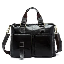 Fashion Leather business bag head layer cowhide briefcase man inclined leather shoulder bag