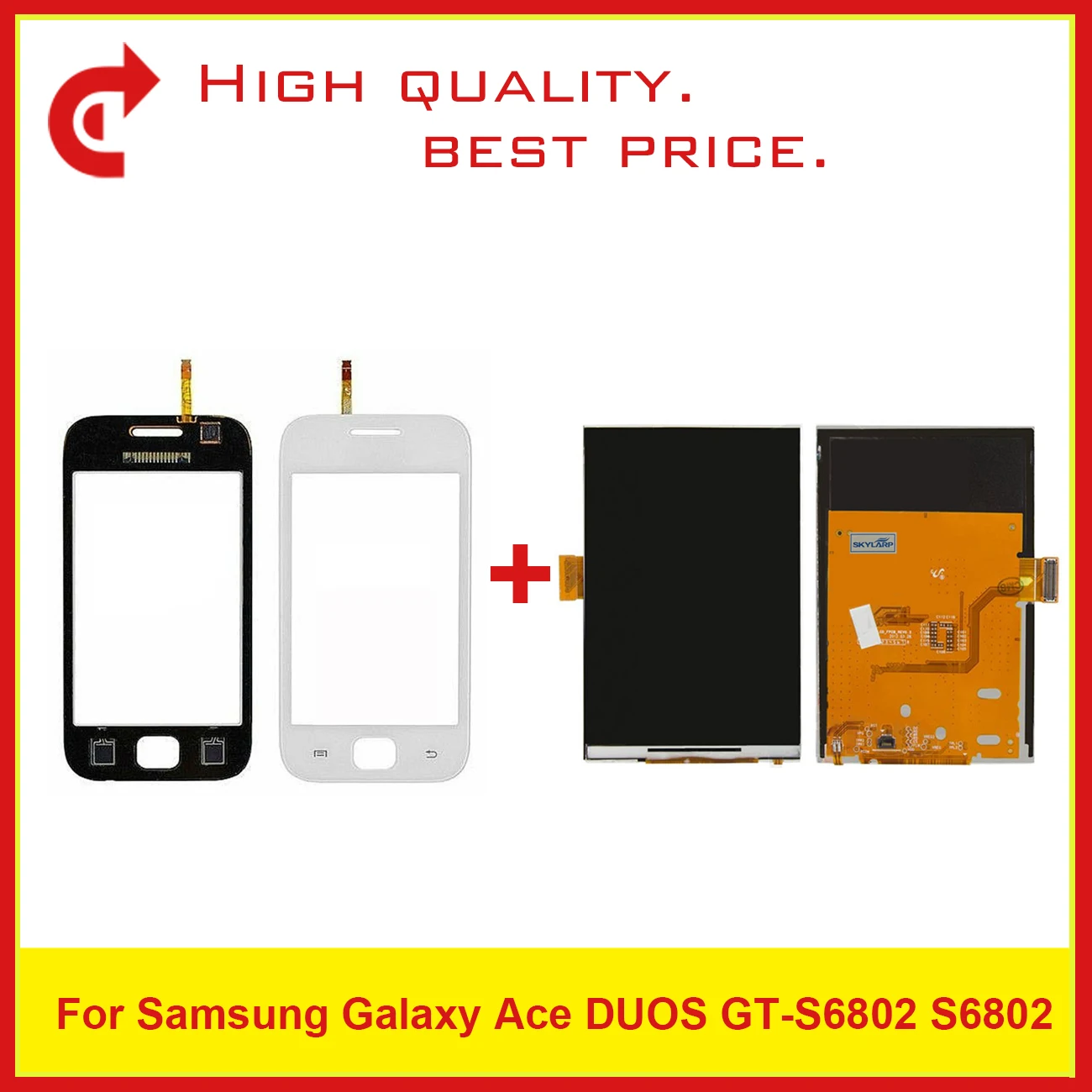 

High Quality 3.5" For Samsung Ace Duos S6802 LCD Display With Touch Screen Digitizer Sensor Panel+Tracking Code