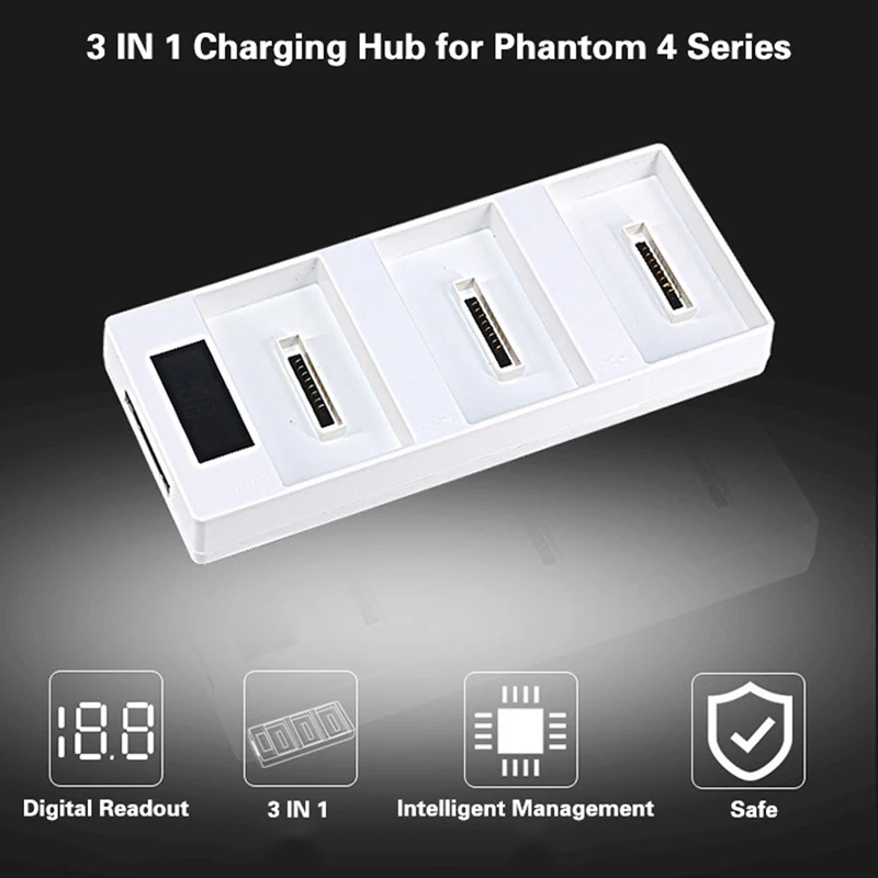 

3 IN 1 Parallel Charger Hub Battery Charging Board with LED Digital Readout for DJI Phantom 4/Advanced/Pro/+