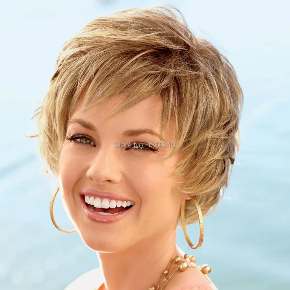 

Beautiful Chic Short Straight Blonde Synthetic Hair Capless Ava Wigs About 10 Inches